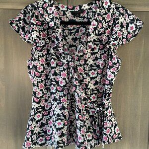 Banana Republic Flounce Sleeve Wrap Peplum Top - Size M